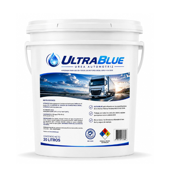 Balde 20 litros urea automotriz Ultrablue blanco